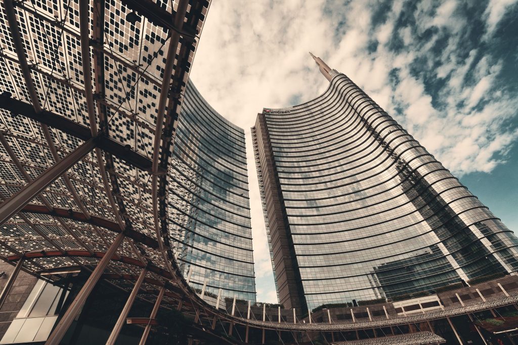 MILAN - MAY 24: Modern buildings in Piazza Gae Aulenti on May 24, 2016 in Milan, Italy. Milan is the second most populous in Italy and the main industrial and financial center.